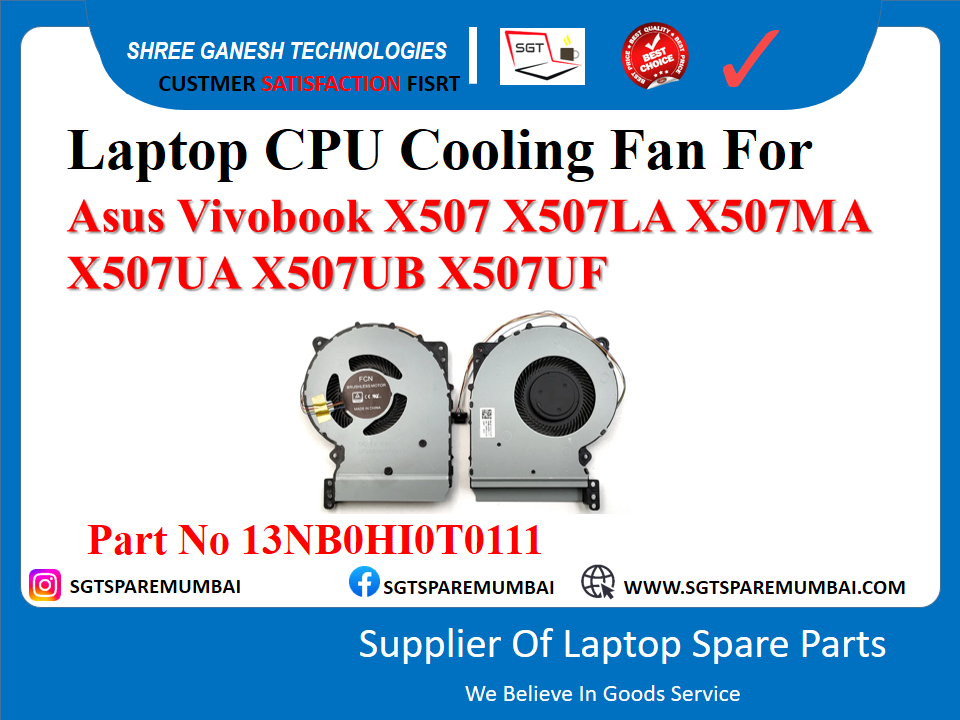 Laptop CPU Cooling Fan For Asus Vivobook X507 X507LA X507MA X507UA X507UB X507UF Part No 13NBOHIOT0111