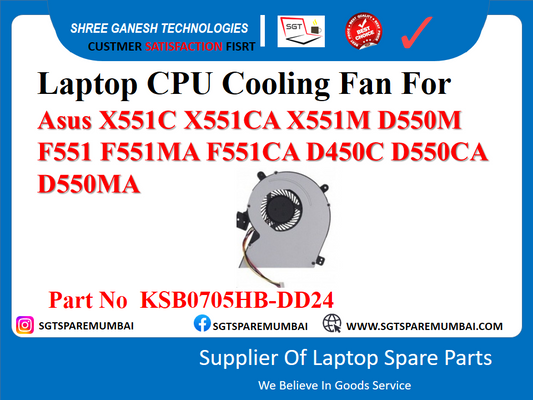 Laptop CPU Cooling Fan For Asus X551C X551CA X551M D550M F551 F551MA F551CA D450C D550CA D550MA Part No KSB0705HB-DD24