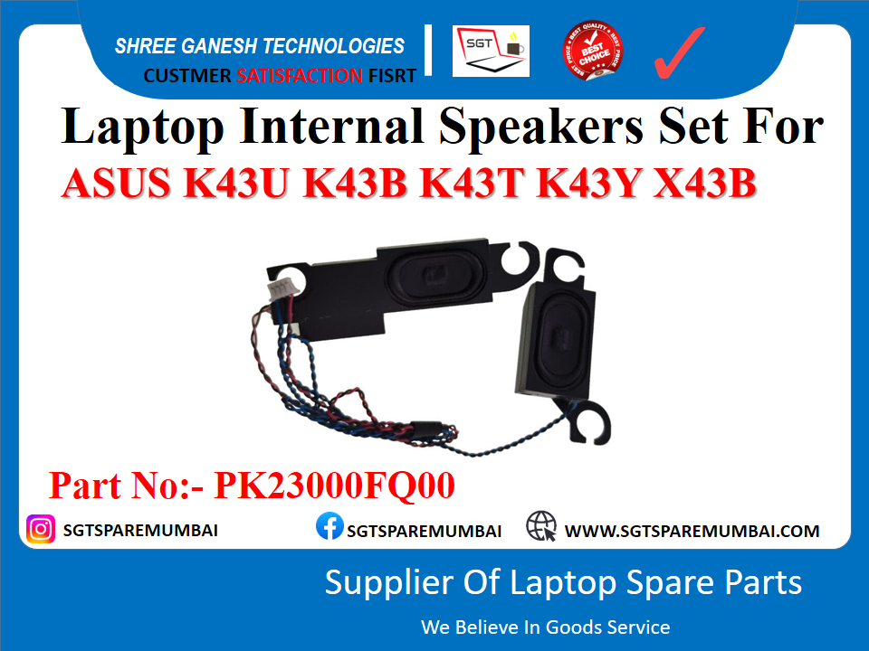 Laptop Internal Speakers Set For ASUS K43U K43B K43T K43Y X43B Part No:- PK23000F000