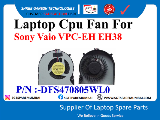 Laptop Cpu Fan For Sony Vaio VPC-EH EH38 P/N :-DFS470805WL0