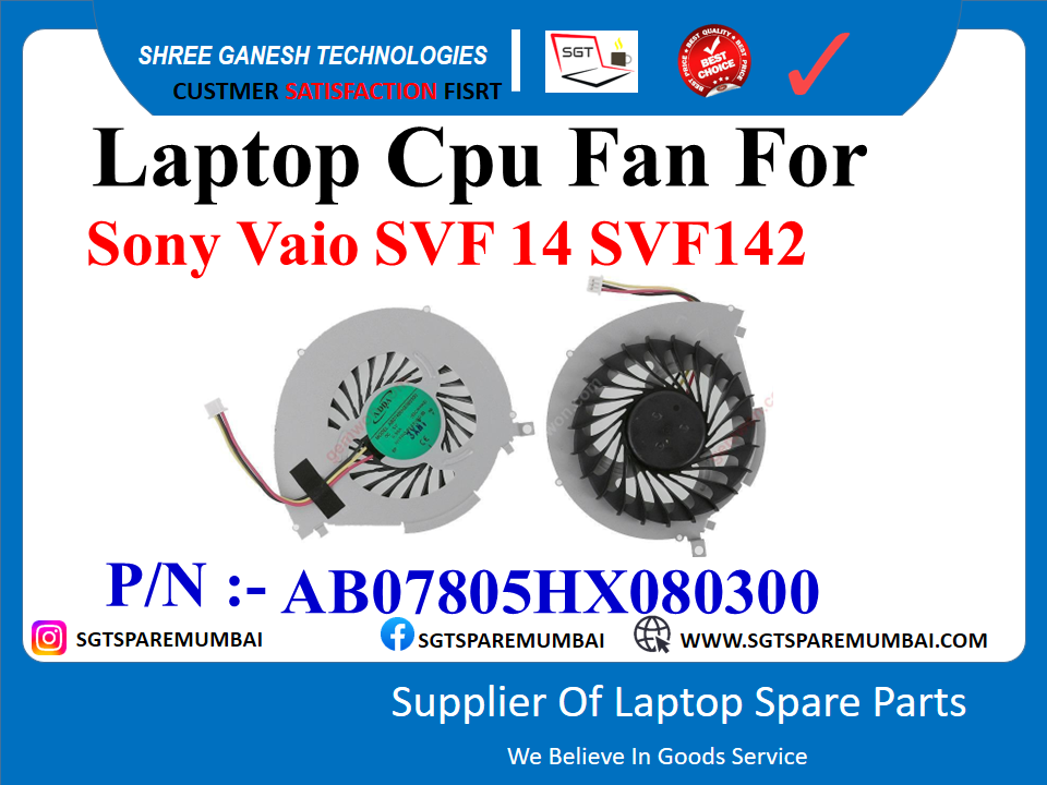 Laptop Cpu Fan For Sony Vaio SVF 14 SVF142 P/N :- AB07805HX080300