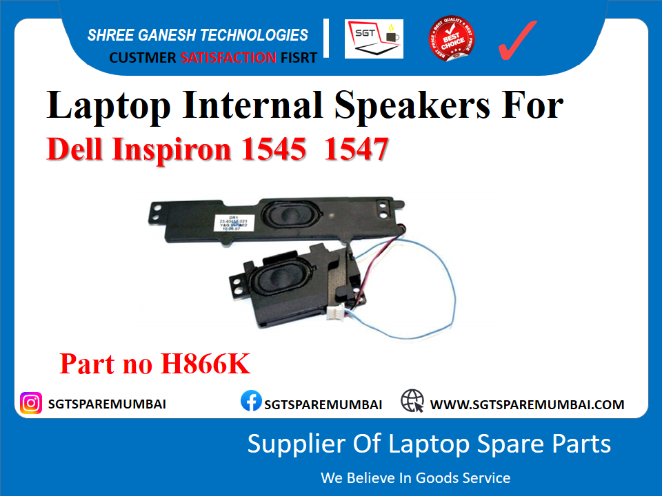 Laptop Internal Speakers For Dell Inspiron 1545 1547 Part no H866K