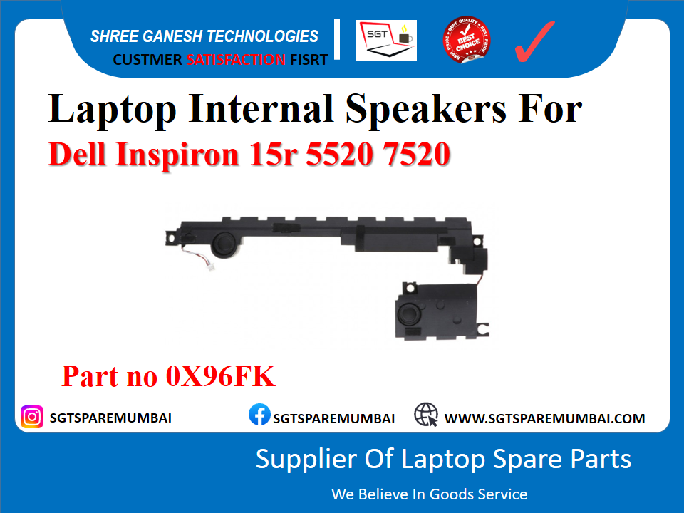 Laptop Internal Speakers For Dell Inspiron 15r 5520 7520 Part no 0X96FK