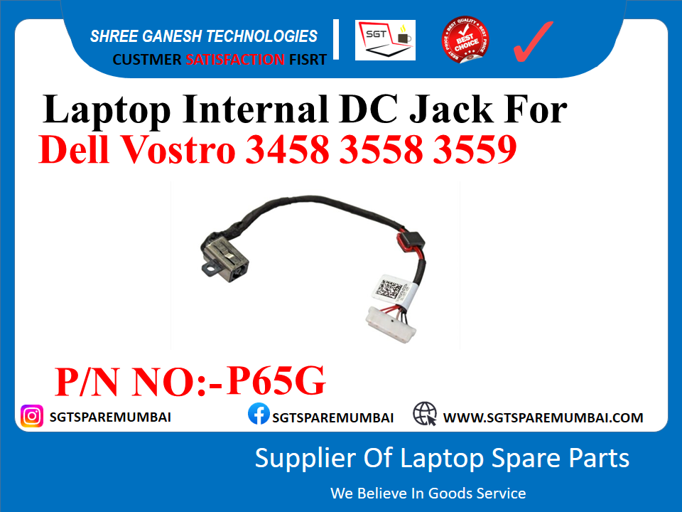 Laptop Internal DC Jack For Dell Vostro 3458 3558 3559 P/N NO: - P65G