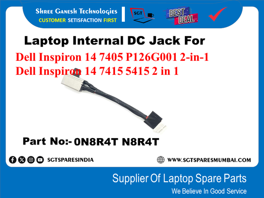 Laptop Internal DC Jack For Dell Inspiron 14 7405 P126G001 2-in-1 Dell Inspirop 14 7415 5415 2 in 1 Part No:- 0N8R4T N8R4T