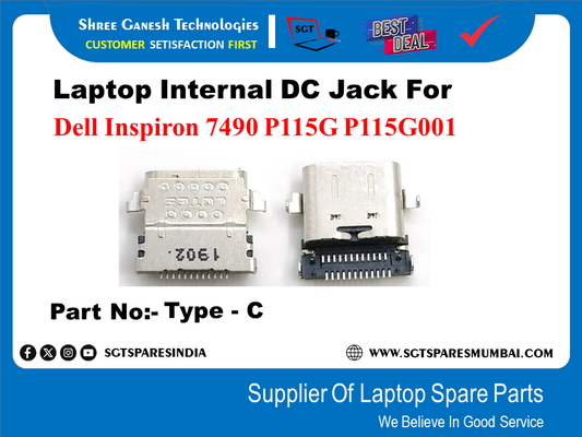 Laptop Internal DC Jack For Dell Inspiron 7490 P115G P115G001 Part No:- Type - C