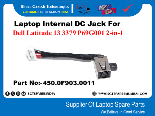 Laptop Internal DC Jack For Dell Latitude 13 3379 P69G001 2-in-1 Part No:-450.0F903.0011