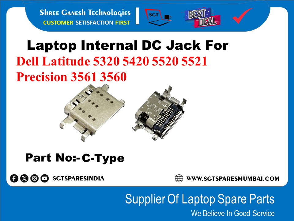 Laptop Internal DC Jack For Dell Latitude 5320 5420 5520 5521 Precision 3561 3560 Part No:- C-Type