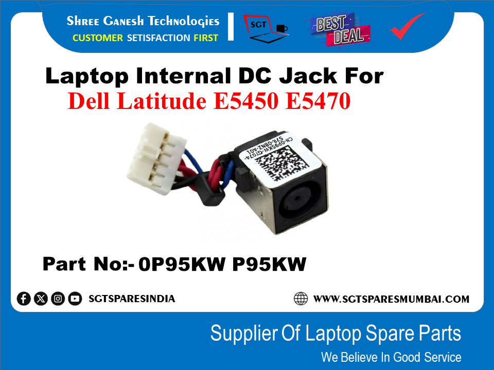 Laptop Internal DC Jack For Dell Latitude E5450 E5470 Part No:- 0P95KW P95KW