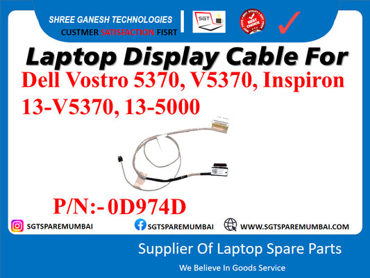 Laptop Display Cable For Dell Vostro 5370, V5370, Inspiron 13-V5370, 13-5000 P/N:- 0D974D