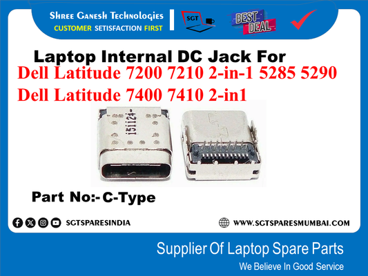 Laptop Internal DC Jack For Dell Latitude 7200 7210 2-in-1 5285 5290 Dell Latitude 7400 7410 2-inl Part No:- C-Type