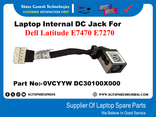 Laptop Internal DC Jack For Dell Latitude E7470 E7270 Part No:-OVCYYW DC30100X000