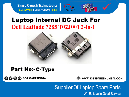 Laptop Internal DC Jack For Dell Latitude 7285 T023001 2-in-1 Part No:- C-Type