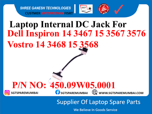 Laptop Internal DC Jack For Dell Inspiron 14 3467 15 3567 3576 Vostro 14 3468 15 3568 P/N NO: 450.09W05.0001