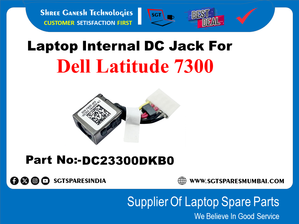 Laptop Internal DC Jack For Dell Latitude 7300 Part No:-DC23300DKB0