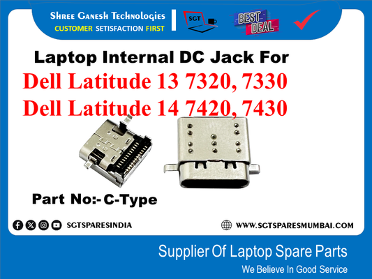 Laptop Internal DC Jack For Dell Latitude 13 7320, 7330 Dell Latitude 14 7420, 7430 Part No:- C-Type