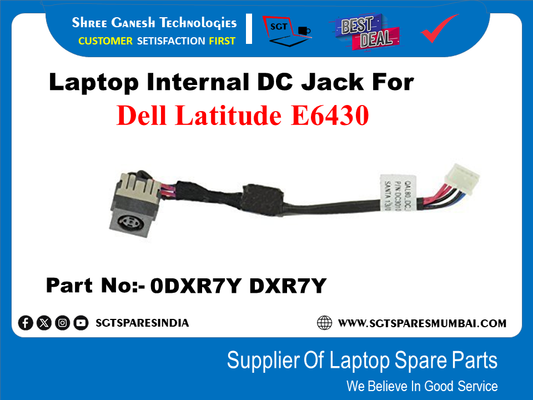 Laptop Internal DC Jack For Dell Latitude E6430 Part No:- 0DXR7Y DXR7Y