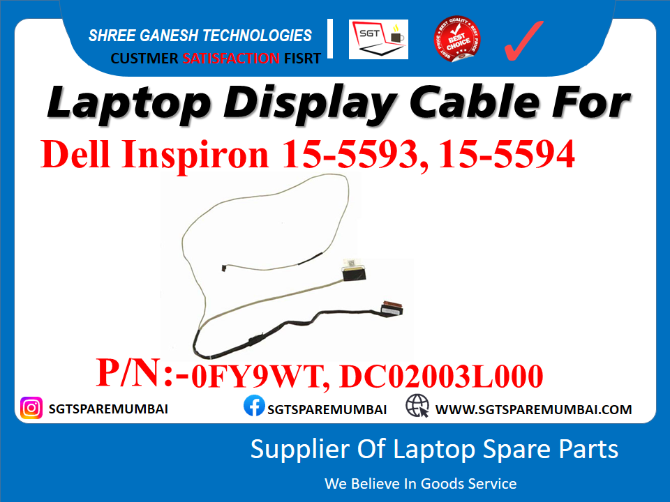 Laptop Display Cable For Dell Inspiron 15-5593, 15-5594 P/N:-OF Y9WT, DC02003L000