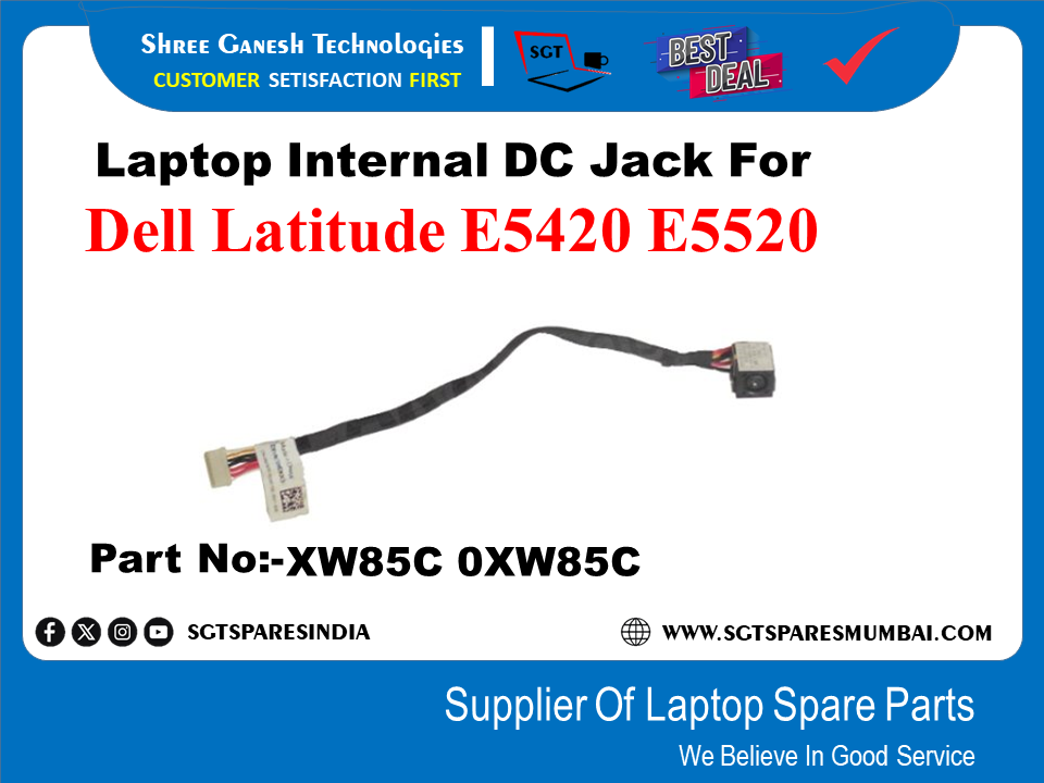 Laptop Internal DC Jack For Dell Latitude E5420 E5520 Part No:-XW85C OXW85C