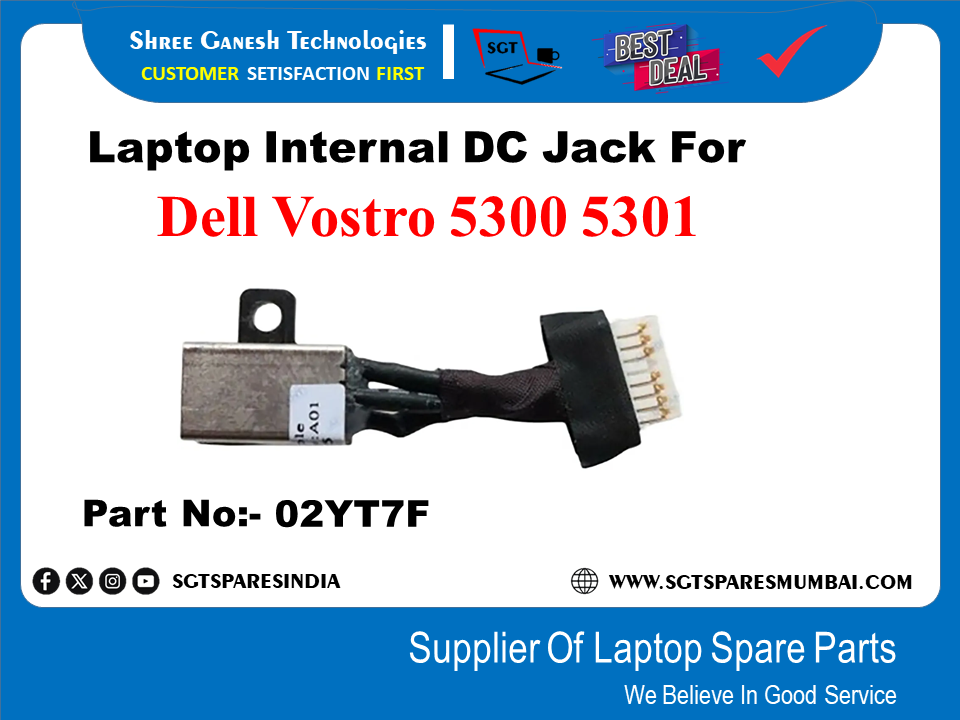 Laptop Internal DC Jack For Dell Vostro 5300 5301 Part No:- 02YT7F