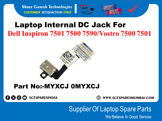 Laptop Internal DC Jack For Dell Inspiron 7501 7500 7590/Vostro 7500 7501 Part No:-MYXCJ OMYXCJ