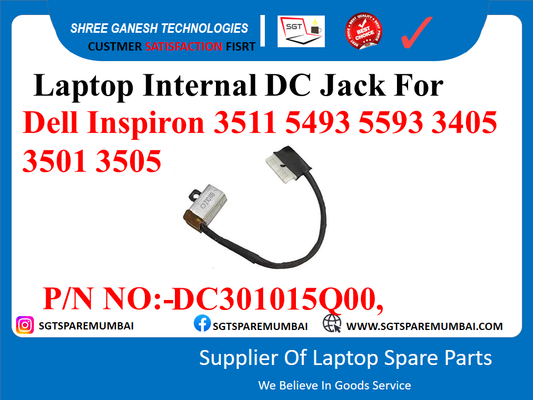 Laptop Internal dc Jack For Dell Inspiron 3511 5493 5593 3405 3501 3505 P/N NO:-DC301015Q00,