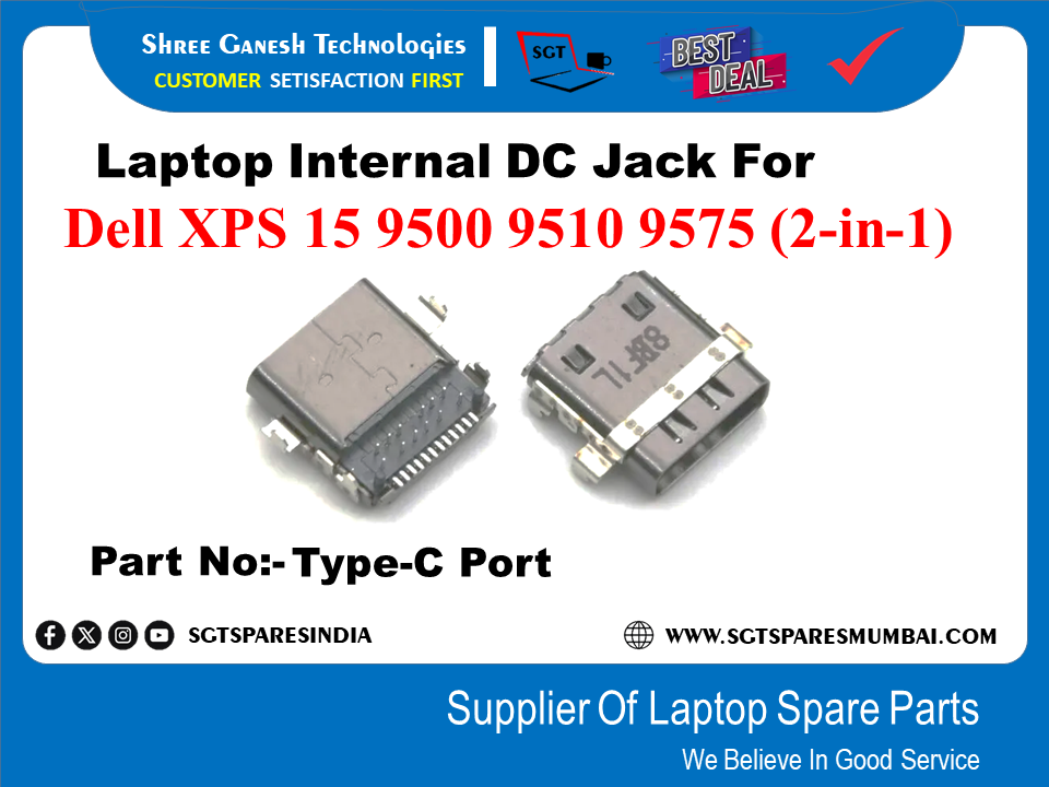 Laptop Internal DC Jack For Dell XPS 15 9500 9510 9575 (2-in-1) Part No:- Type-C Port