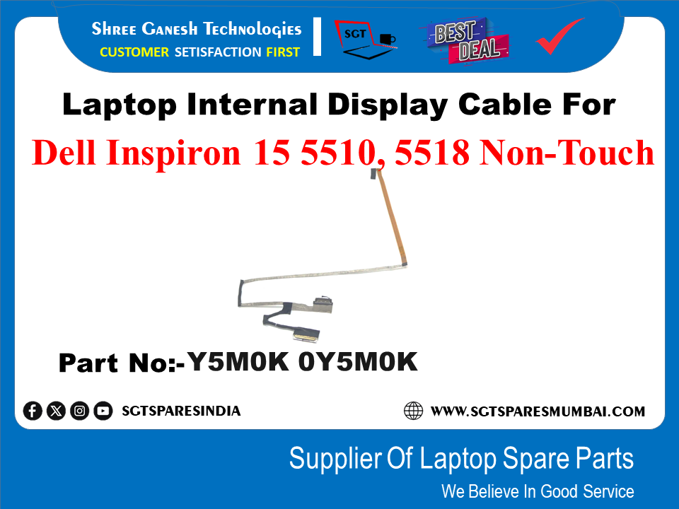 Laptop Internal Display Cable For Dell Inspiron 15 5510, 5518 Non-Touch Part No:-Y5MOK 0Y5MOK