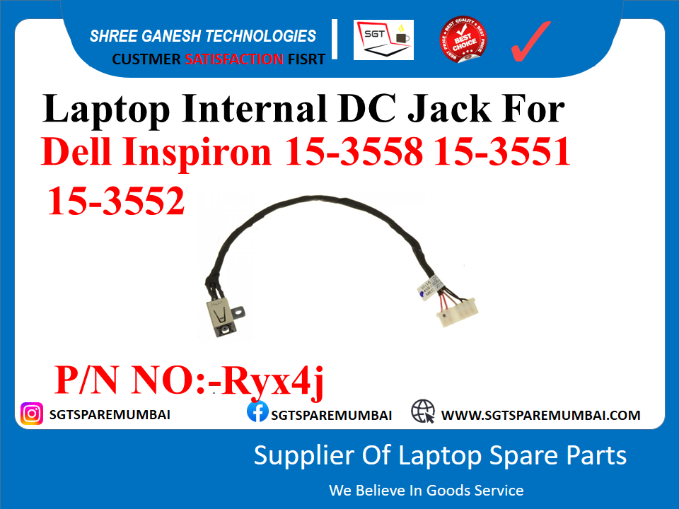 Laptop Internal DC Jack For Dell Inspiron 15-3558 15-3551 15-3552 P/N NO:-Ryx4j