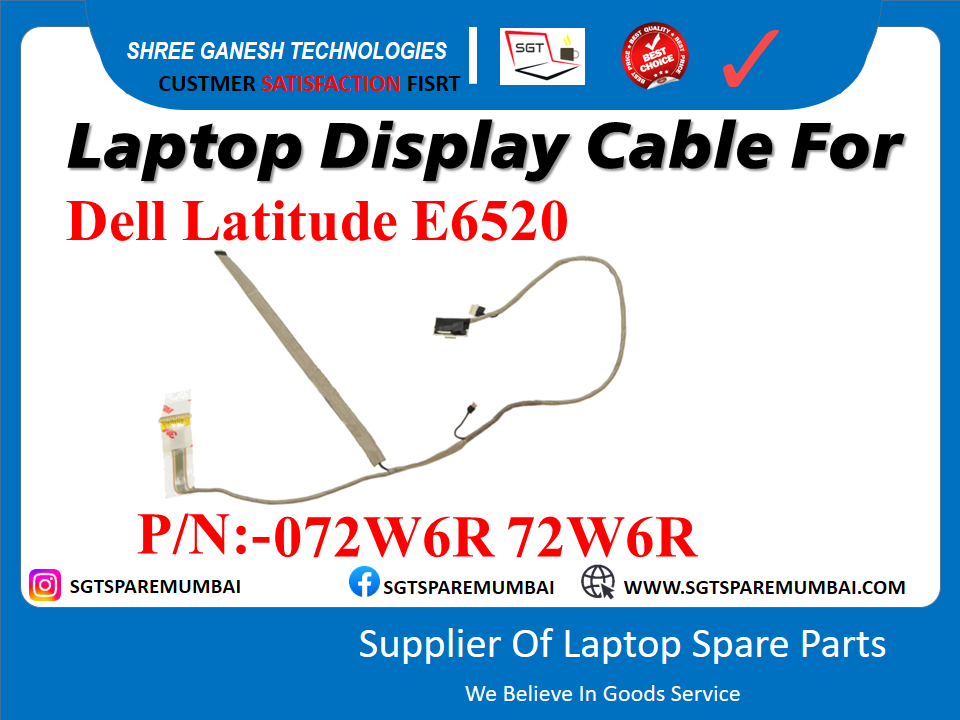 Laptop Display Cable For Dell Latitude E6520 P/N:-072 W6R 72W6R