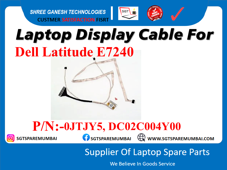 Laptop Display Cable For Dell Latitude E7240 P/N:-0JTJY5, DC02C004Y00