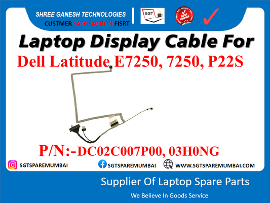 Laptop Display Cable For Dell Latitude, E7250, 7250, P22S P/N:-DC02C007P00, 03H0NG