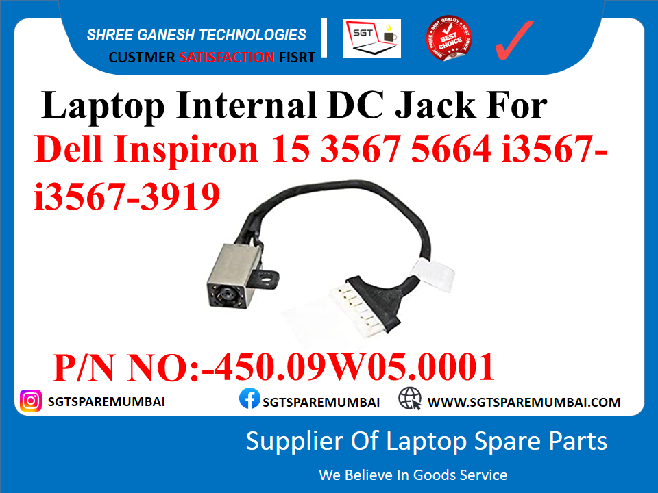 Laptop Internal DC Jack For Dell Inspiron 15 3567 5664 13567- 13567-3919 P/N NO: 450.09W05.0001