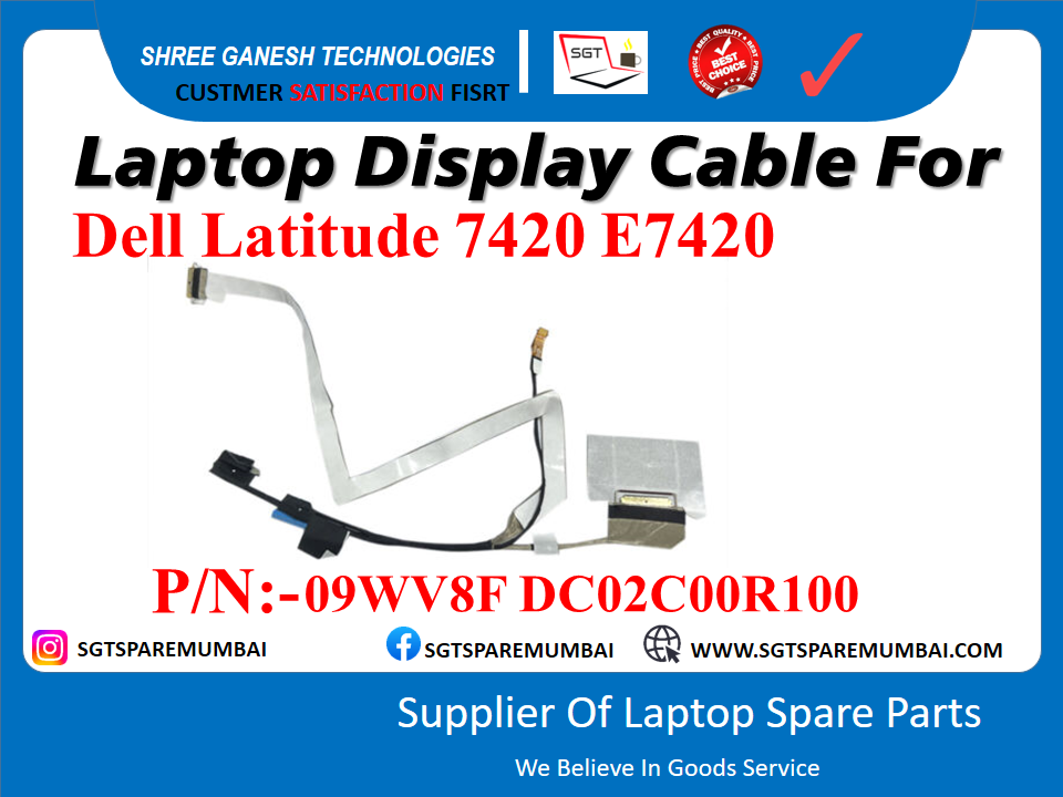 Laptop Display Cable For Dell Latitude 7420 E7420 P/N:-09WV8F DC02C00R100