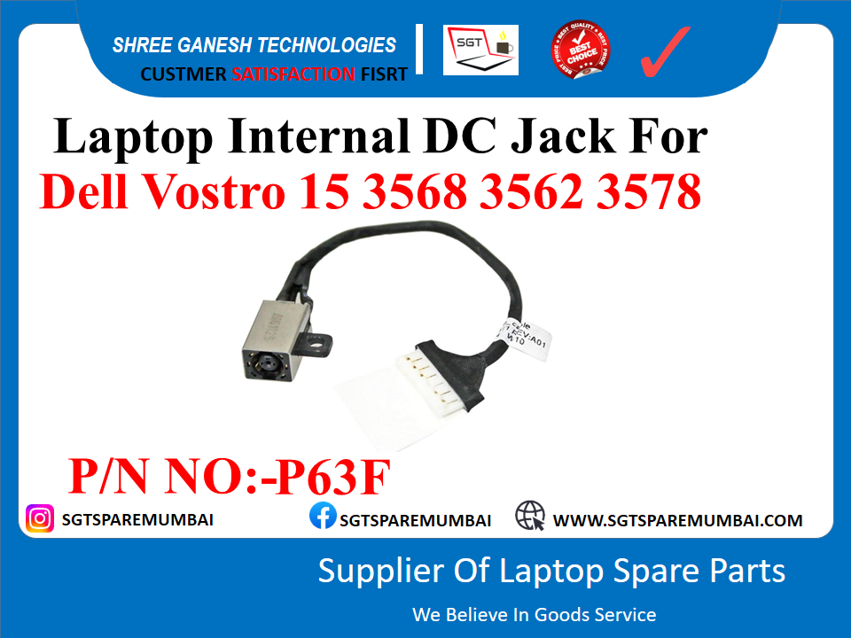 Laptop Internal DC Jack For Dell Vostro 15 3568 3562 3578 P/N NO:-P63F