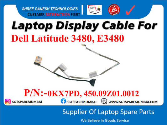 Laptop Display Cable For Dell Latitude 3480, E3480 P/N: -0KX7PD, 450.09Z01.0012