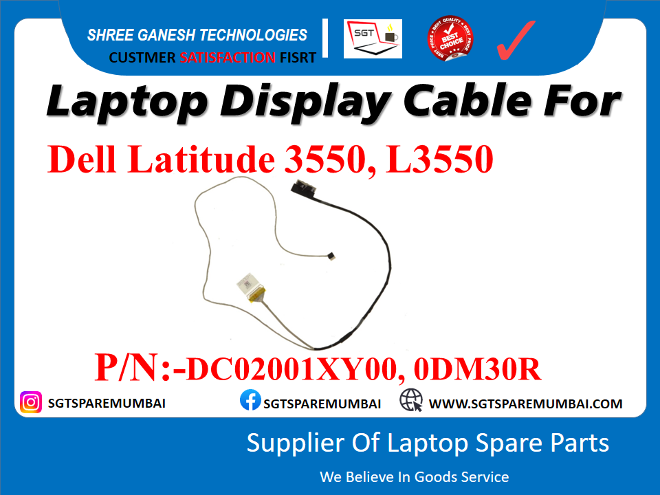 Laptop Display Cable For Dell Latitude 3550, L3550 P/N:-DC02001X Y00, 0DM30R