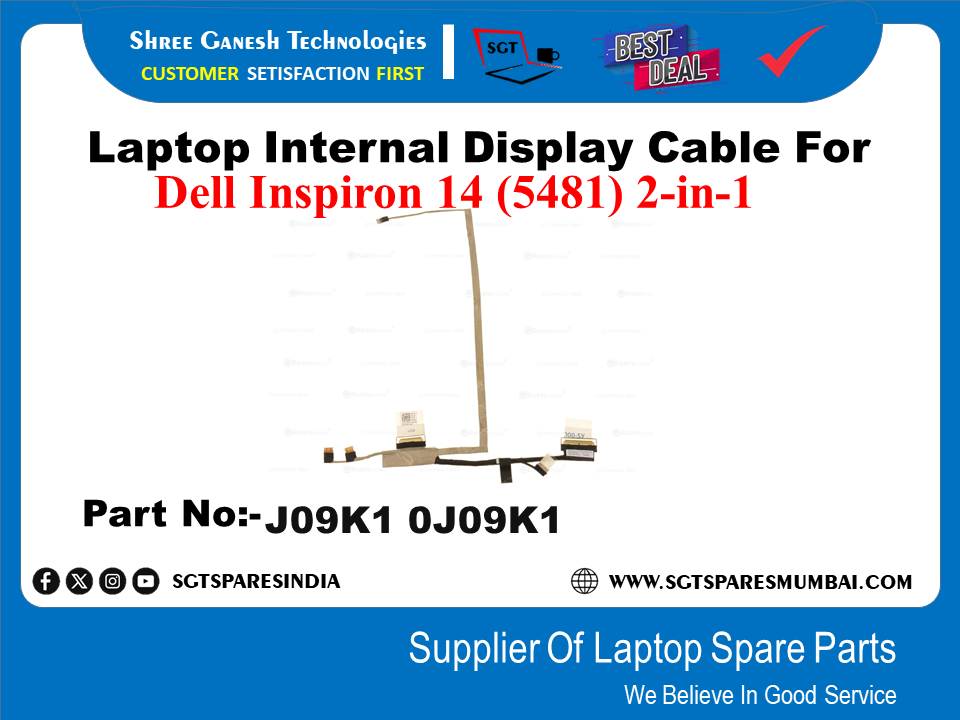 Laptop Internal Display Cable For Dell Inspiron 14 (5481) 2-in-1 ... Part No:- J09K1 0J09K1