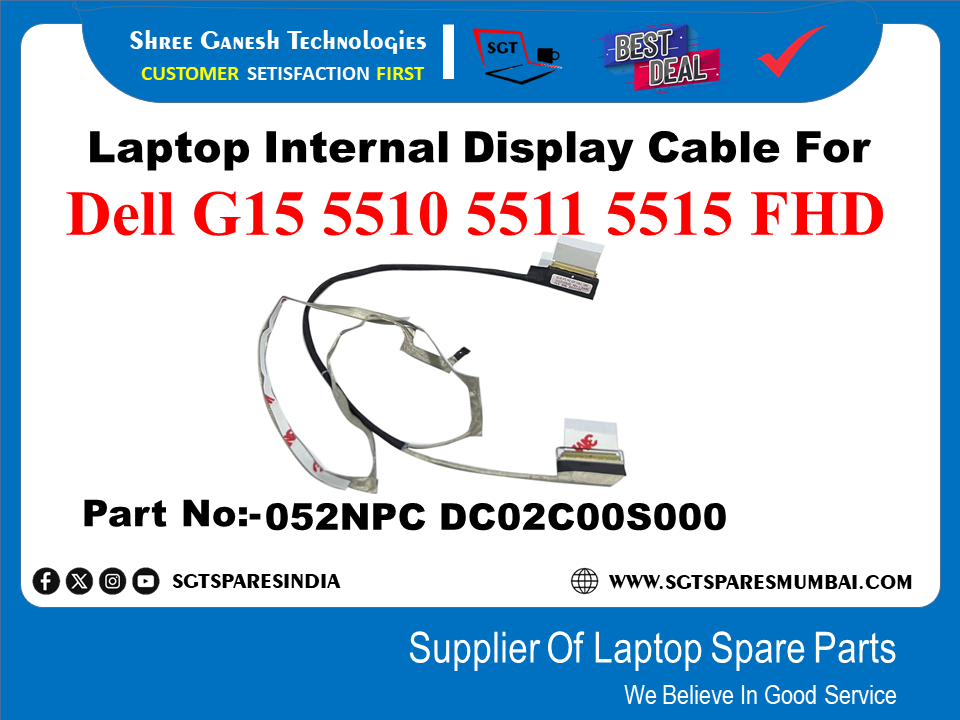 Laptop Internal Display Cable For Dell G15 5510 5511 5515 FHD Part No:-052NPC DC02C005000