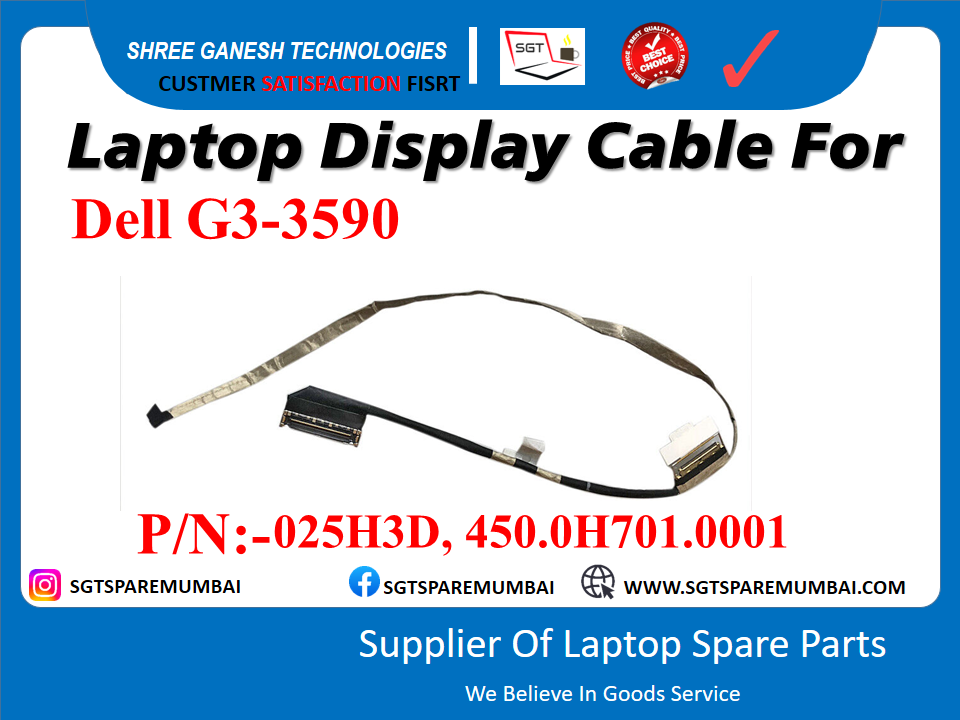 Laptop Display Cable For Dell G3-3590 G3-3500 P/N: -025H3D, 450.0H701.0001