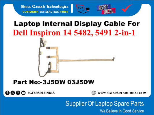 Laptop Internal Display Cable For Dell Inspiron 14 5482, 5491 2-in-1 Part No:- 3J5DW 03J5DW