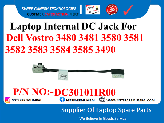 Laptop Internal DC Jack For Dell Vostro 3480 3481 3580 3581 3582 3583 3584 3585 3490 P/N NO:-DC301011R00