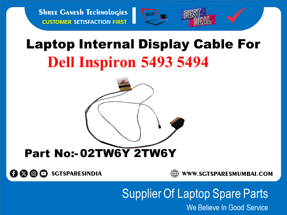 Laptop Internal Display Cable For Dell Inspiron 5493 5494 Part No:- 02TW6Y 2TW6Y