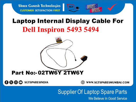 Laptop Internal Display Cable For Dell Inspiron 5493 5494 Part No:- 02TW6Y 2TW6Y