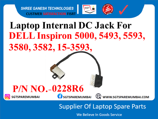 Laptop Internal DC Jack For DELL Inspiron 5000, 5493, 5593, 3580, 3582, 15-3593, P/N NO.-0228R6