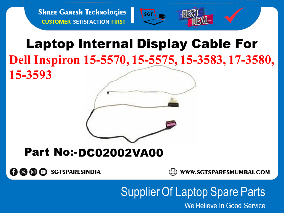 Laptop Internal Display Cable For Dell Inspiron 15-5570, 15-5575, 15-3583, 17-3580, 15-3593 Part No:-DC02002VA00