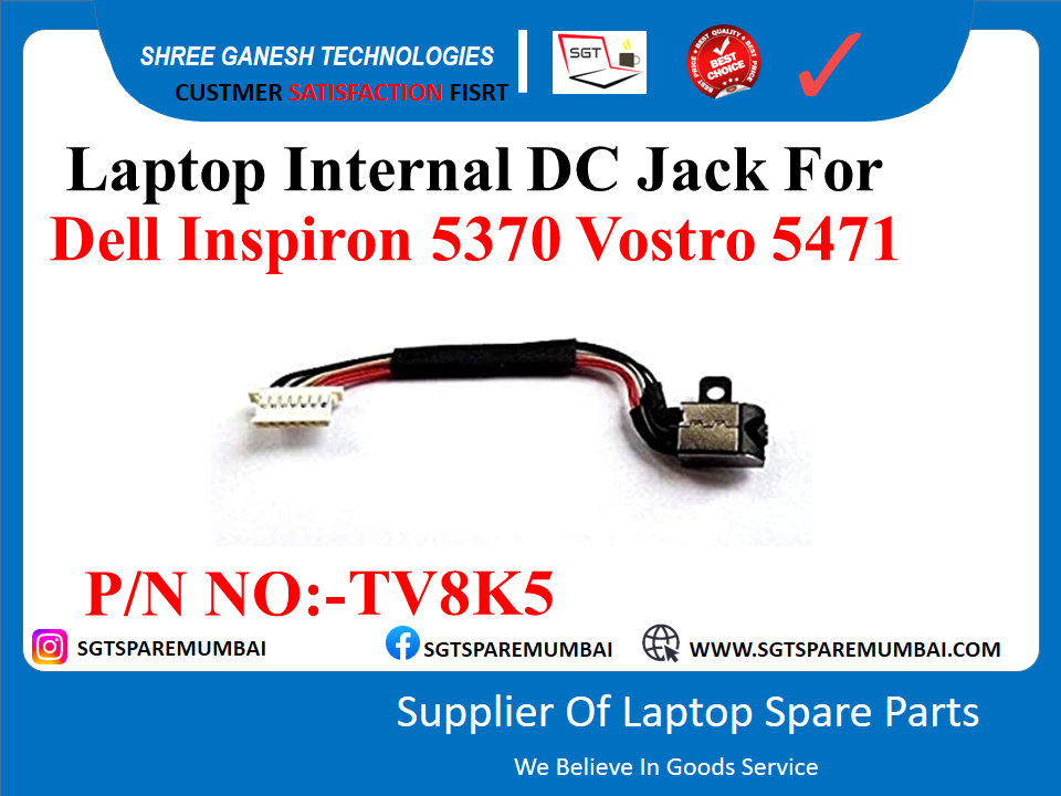 Laptop Internal DC Jack For Dell Inspiron 5370 5371 Vostro 5370 5371 5471 P/N NO:-TV8K5