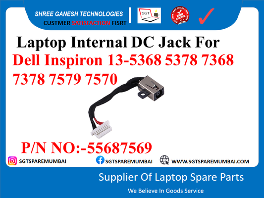 Laptop Internal DC Jack For Dell Inspiron 13-5368 5378 7368 7378 7579 7570 P/N NO:-55687569