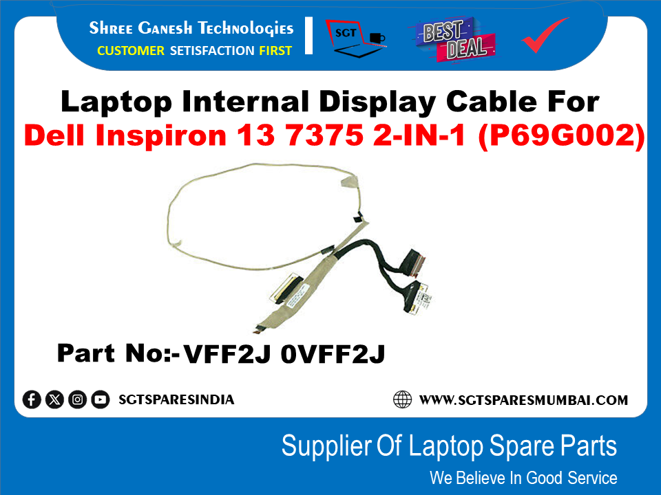 Laptop Internal Display Cable For Dell Inspiron 13 7375 2-IN-1 (P69G002) Part No:-VFF2J OVFF2J