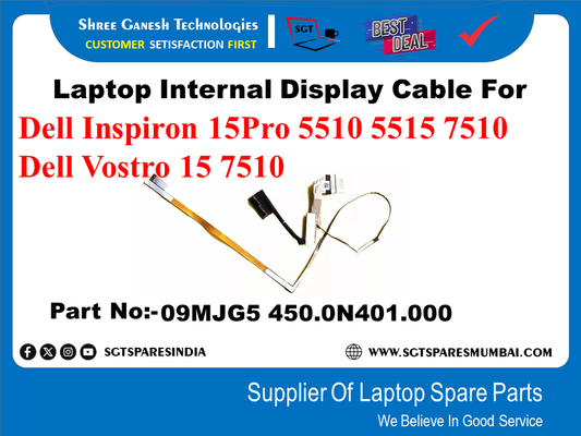 Laptop Internal Display Cable For Dell Inspiron 15Pro 5510 5515 7510 Dell Vostro 15 7510 Part No:-09MJG5 450.0N401.000